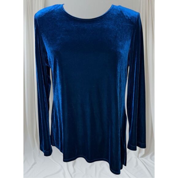 K Studio Velvet Tunic & Skirt Set Sz. 14 Teal Flattering Confortable - Picture 4 of 14